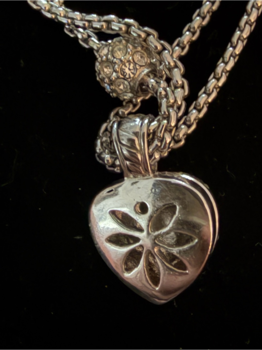 Silver Heart Pendant Multi-Chain Necklace - Silver - Picture 3 of 3